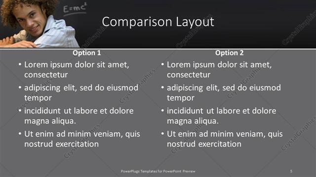 Comparison presentation slide layout