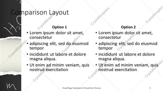 Comparison presentation slide layout