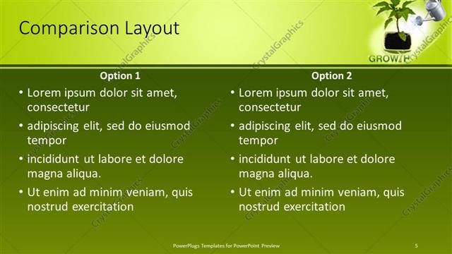 Comparison presentation slide layout