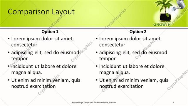 Comparison presentation slide layout