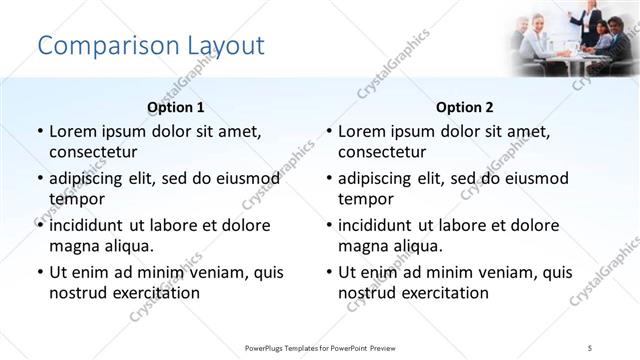 Comparison presentation slide layout