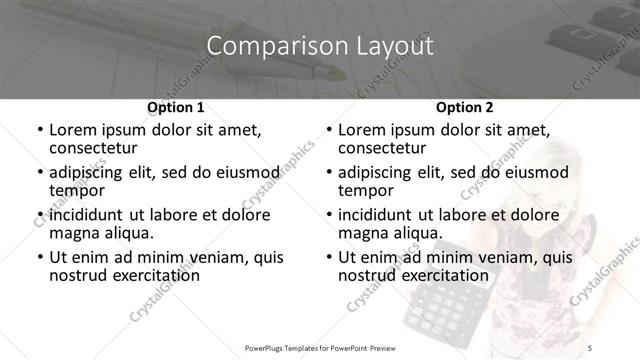 Comparison presentation slide layout