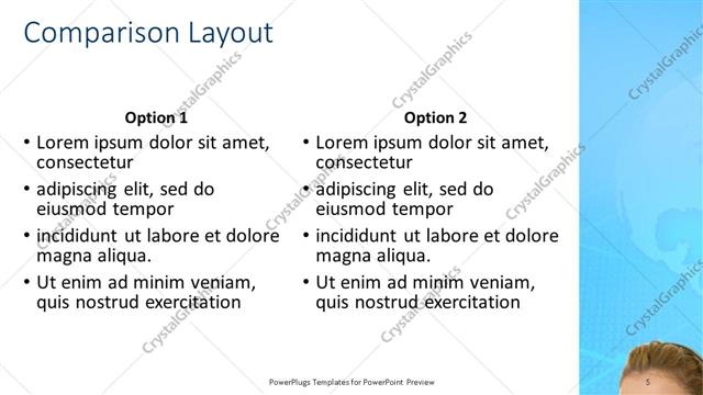 Comparison presentation slide layout