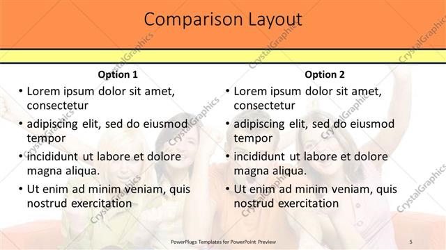 Comparison presentation slide layout