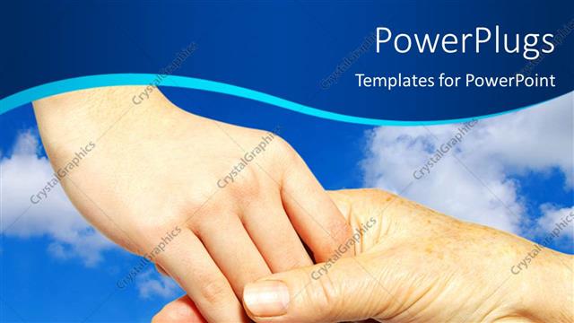  Presentation with elderly - Youth holding hand and helping some elderly people with sky in background