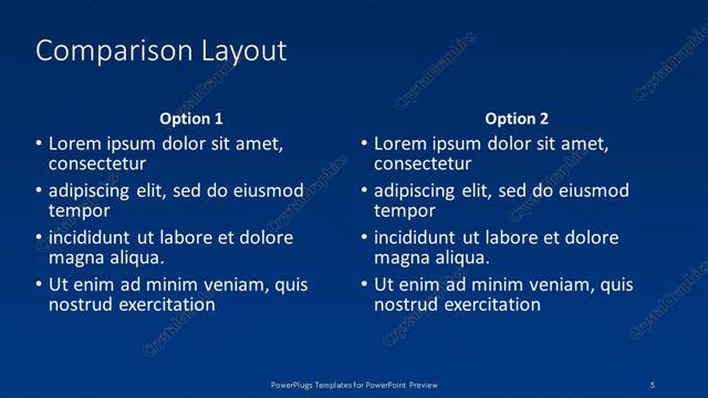 Comparison presentation slide layout