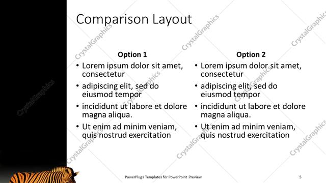 Comparison presentation slide layout