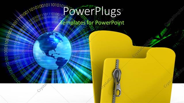  Presentation with file folder - A zipped file folder with a globe in the background