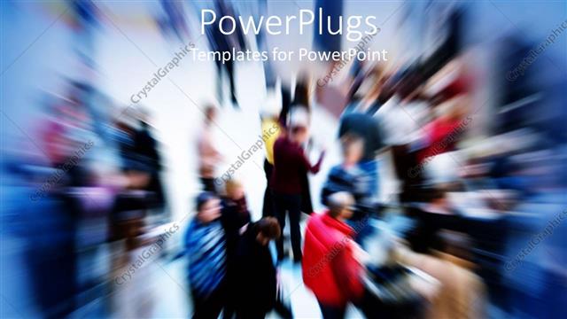  Presentation with effect - Zoom effect of group of people in public place