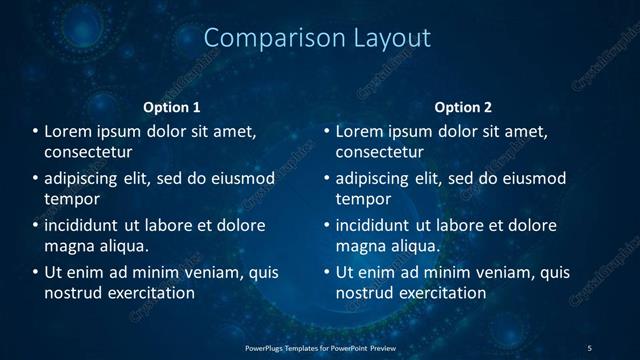 Comparison presentation slide layout
