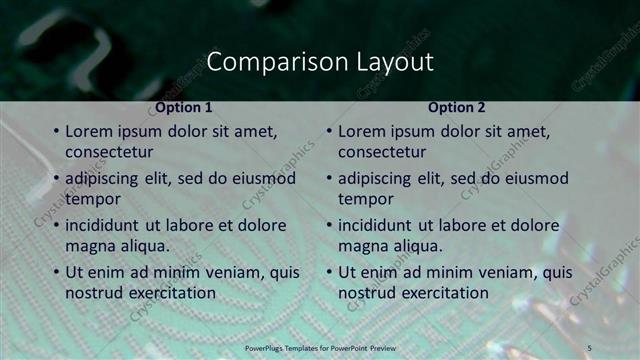 Comparison presentation slide layout
