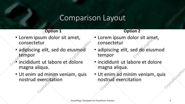Comparison presentation slide layout
