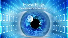 presentation powerpoint code Presentation with code - Close up of an eye surrounded by binary code, Planet Earth depiction in an eye