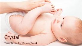  Presentation with massage therapist - Presentation theme consisting of close-up shot of three month baby girl receiving leg massage from a female massage therapist background and a lemonade colored foreground