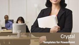  Presentation with case folder file labeled - Presentation design having 1 1 meetings - attractive brunette is holding file background and a coral colored foreground