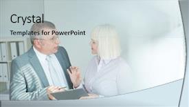  Presentation with confident - Colorful presentation design enhanced with usps - business man pointing the text backdrop and a light gray colored foreground