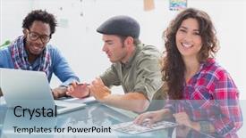  Presentation with team together everyone achieves more - Slide deck featuring 1 1 meetings - creative team working together background and a light blue colored foreground