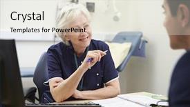  Presentation with nurse a male patient - PPT theme enhanced with 1 1 meetings - female nurse meeting with male background and a sky blue colored foreground