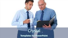  Presentation with tea cup - Colorful PPT theme enhanced with 1 1 meetings - two businessman in blue shirts backdrop and a ocean colored foreground