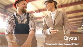  Presentation with mechanical engineers mechanical engineering science - Audience pleasing theme consisting of 1 1 meetings - two young successful engineers looking backdrop and a coral colored foreground