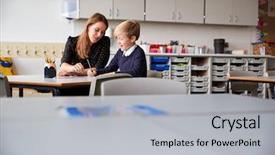  Presentation with elementary school career day and technology and black female teacher - PPT layouts featuring 1 2 3 - young female primary school teacher background and a light gray colored foreground