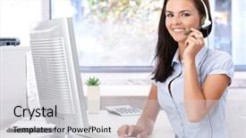  Presentation with trainee nurse sitting by female - Presentation theme having 1 customer service - happy young female sitting background and a light gray colored foreground