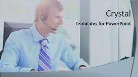  Presentation with happy sad face man - Amazing presentation design having 1 customer service - happy young man working backdrop and a light gray colored foreground