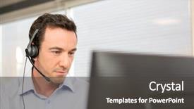  Presentation with rock minerals portrait - PPT layouts featuring 1 customer service - portrait of a teleoperator background and a dark gray colored foreground