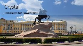  Presentation with peter - PPT layouts enhanced with 1 monument in saint-petersburg background and a light blue colored foreground