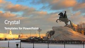  Presentation with peter - Cool new PPT theme with 1 monument in saint-petersburg backdrop and a gray colored foreground