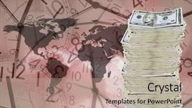  Presentation with pink sky - Amazing PPT theme having 10 dollar bill on pink sky background and clock backdrop and a mint green colored foreground