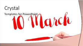  Presentation with waiter hand in white glove - Amazing theme having 10 march written by hand backdrop and a white colored foreground