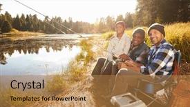  Presentation with ilegal fishing - PPT theme featuring 10 people - grandson with father and grandfather background and a coral colored foreground