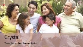  Presentation with extended family - Colorful presentation theme enhanced with 10 people - portrait of extended family group backdrop and a coral colored foreground