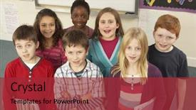  Presentation with classroom - Slides featuring 10 people - portrait of schoolchildren standing background and a red colored foreground