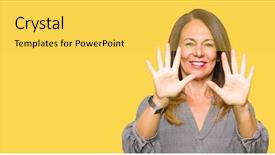  Presentation with number - Slide set featuring 10 point - beautiful middle age business woman background and a  colored foreground