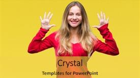  Presentation with crime woman on the run - PPT theme with 10 point - young beautiful blonde woman wearing background and a  colored foreground