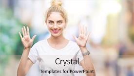  Presentation with young woman wearing boxer gloves - Slide set with 10 point - young beautiful blonde woman wearing background and a  colored foreground