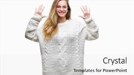  Presentation with number - Colorful slide set enhanced with 10 point - young beautiful blonde woman wearing backdrop and a  colored foreground