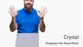  Presentation with number - Slide deck having 10 point - young caucasian hipster man wearing background and a  colored foreground