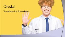  Presentation with scientist - PPT theme featuring 10 point - young handsome scientist man wearing background and a yellow colored foreground