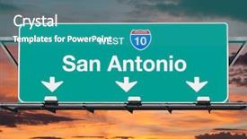  Presentation with san antonio - Theme having 10 west overhead freeway sign background and a teal colored foreground