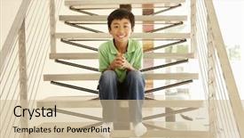  Presentation with asian - PPT theme featuring 10 year old boys - asian boy portrait background and a  colored foreground