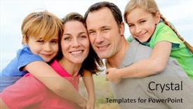  Presentation with inclusive children - Slide set consisting of 10 year old boys - portrait of couple holding children background and a coral colored foreground