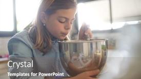  Presentation with baking cookies - Slides having 10-year-old-girl-baking background and a violet colored foreground