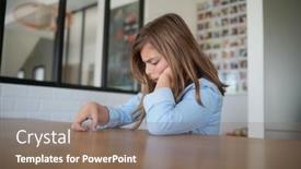  Presentation with sad girl - Slides with 10-year-old-girl-sad background and a violet colored foreground