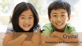  Presentation with sister - PPT theme consisting of 10 years - asian brother and sister background and a coral colored foreground