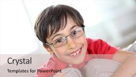  Presentation with cute household shopping - Amazing slide deck having 10 years - cute little boy wearing eyeglasses backdrop and a soft green colored foreground