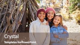  Presentation with children playing - Slide deck consisting of 10 years - group of children playing background and a violet colored foreground