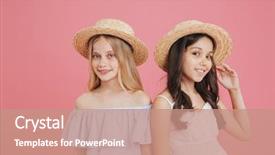  Presentation with girl scouts explorer summer - PPT layouts enhanced with 10 years - picture of brunette and blonde background and a coral colored foreground